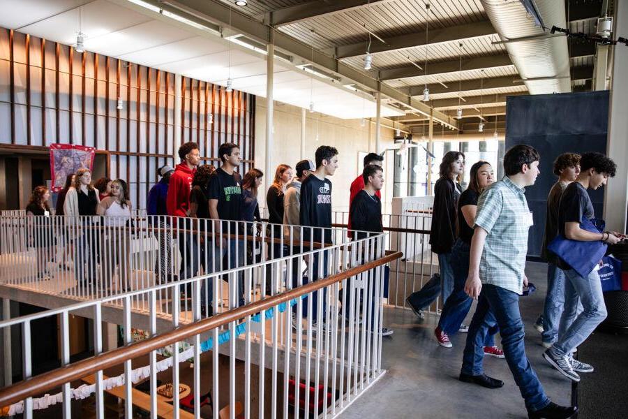 A group of students taking a tour during the Choose SEU event